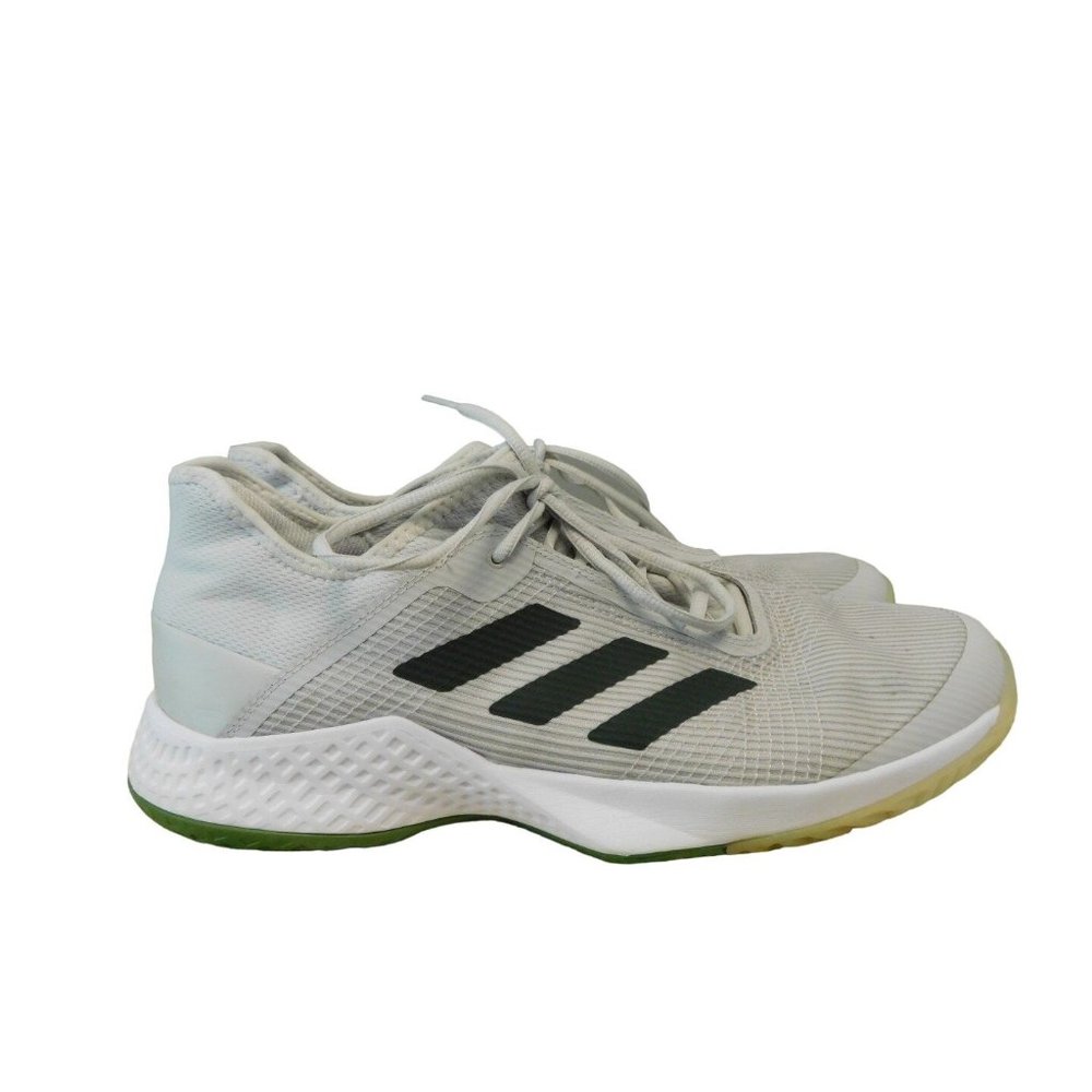 adidas White Mesh Athletic Shoes with Black Stripes